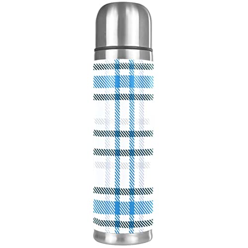 Stainless Steel Leather Vacuum Insulated Mug Plaid Thermos Water Bottle For Hot And Cold Drinks Kids Adults 16 Oz #TOP10