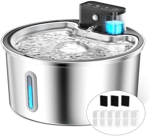 PawPoll Fuente para Gatos sin Cable 3.2L Sensor de Movimiento, 42...