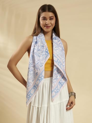 Image of Ravaiyaa - Attitude is everything Sanganer Hand Block Printed Scarves Pure Cotton Scarf Square Hijab Dupatta 40 inch X 40 inch Inch
