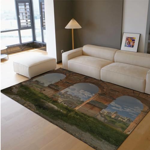 Tapis de Paysage Rétro Colisée Rome Grand Format Sol Chaleureux