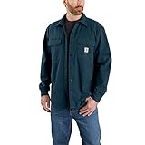 Carhartt Camisa de lona con forro polar resistente y flexible para hombre Jac, Small