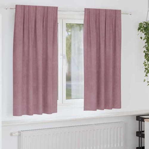 Tonture Cortinas opacas de terciopelo rosa oscuro, 2 unidades, 140 x 175 cm, con trabillas, opacas, térmicas, protección contra el frío, para salón, dormitorio, habitación infantil, fácil cuidado