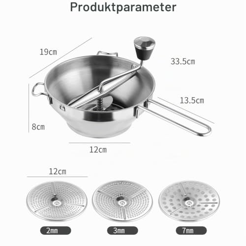 Foto von vvhippo Passiergerät aus Edelstahl, 3x Siebeinsatz, Kartoffelpresse
