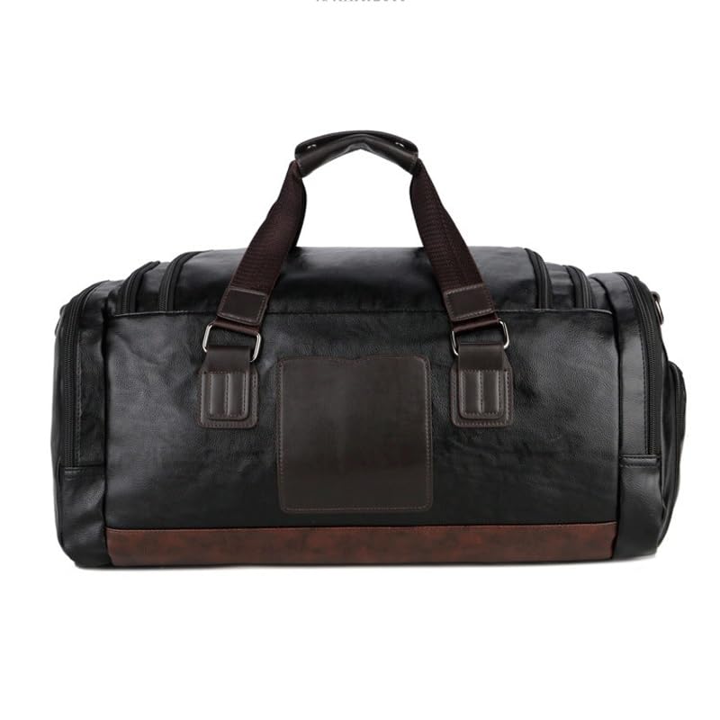 JSEIAJB Pu Leather Large Capacity Bag Men's Business Trip Duffel Travel Backpack Hand Bill Shoulder Duffel Bag4