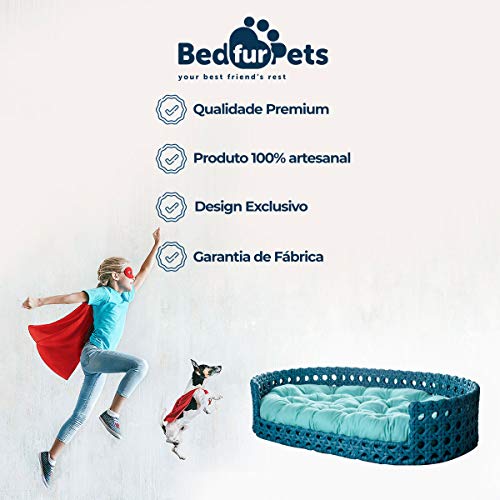 Cama Pet Cachorro Porte Grande Sintético 100x65Cm Fibra Sintética Hive Veludo Tiffany- BedFurPets