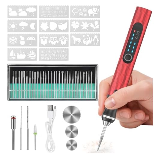 Upgraded Electric Engraving Pen, 37 Bits, 3-Speed Adjustable, USB Rechargeable, Cordless Rotary Tool for 50+ Surfaces – Perfect for DIY Crafts & Personalization – Ideal Valentine's Day Gift – Red