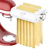 Pasta Attachment for KitchenAid Stand Mixers, 3 in 1 Pasta Maker Set for Kitchenaid, Includes Pasta Roller, Pasta Cutter and Fettuccine Cutter with Cleaning Brush