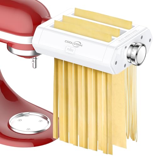 Pasta Attachment for KitchenAid Stand Mixers, 3 in 1 Pasta Maker Set for Kitchenaid, Includes Pasta Roller, Pasta Cutter and Fettuccine Cutter with Cleaning Brush