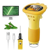 Mikroskop für Kinder, SGAINUL 1000X Taschenmikroskop mit 2,0\ IPS-Bildschirm USB Microscope Lupe, 8 LED Lights -Anschluss an PC, Mini-Kindermikroskop für Garten Spielzeug, 4-12 Jährige(ORANGE)