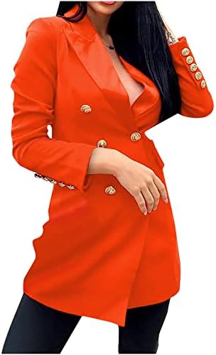 Jackets Dress for Women Lightweight Fashion Casual Blazers Suit Solid Color Bodycon Jacket Formal V Neck Long Blazers Orange
