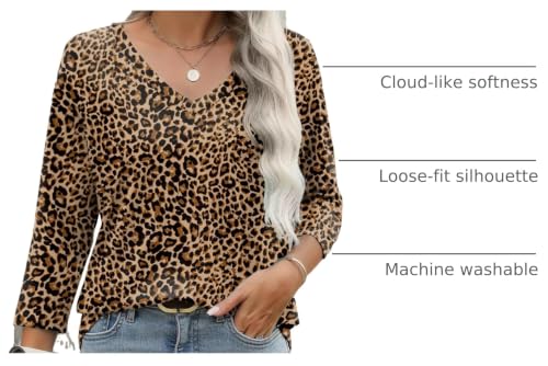 Image of Zeagoo 3 /4 Length Sleeve Womens Tops Casual V Neck Shirts Soft Basic Tees Business Work Blouses