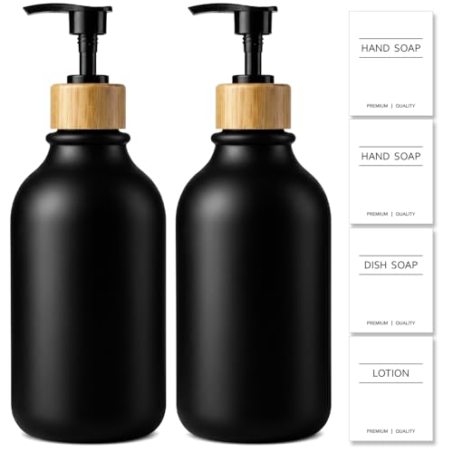 KASUNTING Hand Soap Dispenser Bathroom, Black Dish Soap Dispenser for Kitchen, 17 Fl Oz Plastic Hand...