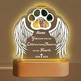 Wintarn Luz nocturna LED conmemorativa personalizada para mascotas, marco de fotos con base de madera, regalo de recuerdo de perro personalizado con nombre y fechas