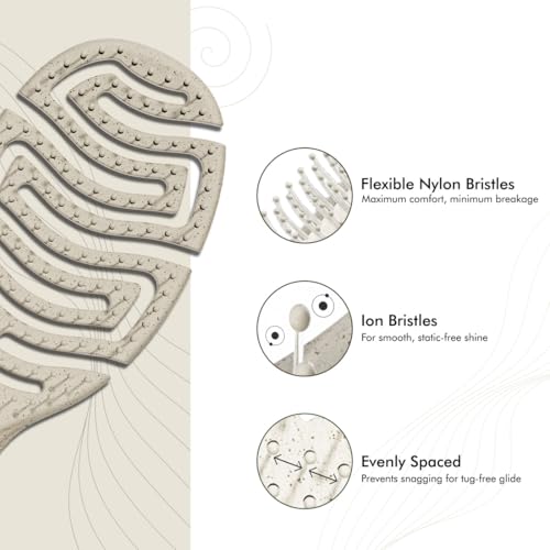 Image of IKONIC Me Spiral Vent Hair Brush IKM-2119 Eco Conscious, Flexible Detangling Brush, Anti Frizz Ion Bristles, Heat Safe Fast Dry Vented Design, Scalp Massage, All Hair Types - Sand Beige
