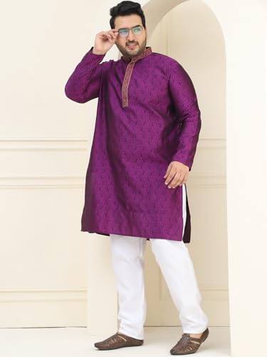 Image of SOJANYA Plus(Since 1958), Men's Silk Blend Self Design ONLY Long Kurta