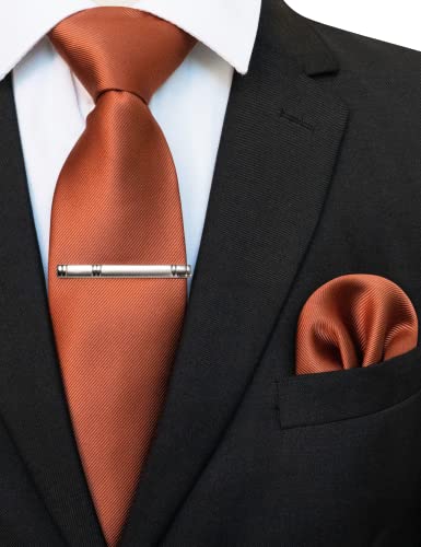 Solid Color Formal Necktie and Pocket Square Tie Clip Sets for Men2