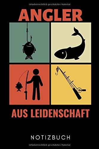 ANGLER AUS LEIDENSCHAFT NOTIZBUCH: A5 Notizbuch KARIERT Geschenk für Angler Fischer | Angelsport | Angelzubehör | Geschenke für Männer | Angelbuch | Angelausrüstung | Geschenkidee Angeln