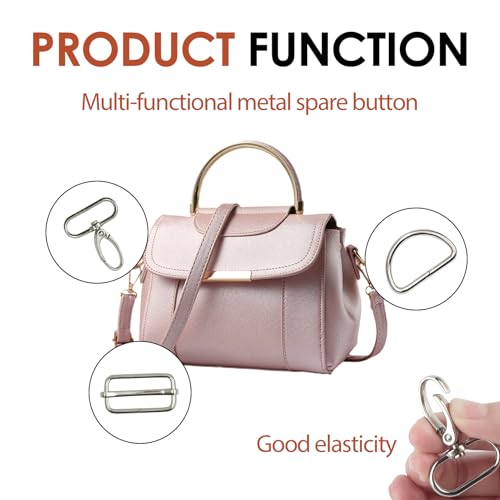 FunWorth 30 Stück Taschenzubehör zum Nähen, D-Ringe, Leiterschnallen, Dreh-Karabiner aus Metall für DIY Nähen, Hundegeschirr, Schlüsselanhänger Korrosionsbeständig, 360° Rotationsfunktion