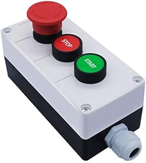 mxuteuk 1 NO Start 1 NC Stop momentary Switch Pushbutton Switches Control Start-Stop + 1NC Red Mushroom Latching Emergency e Stop Push Button Switch Station BoxHZ-JTSS