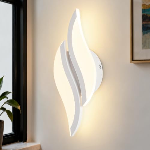 Image of CANEOE Modern LED Wall Sconce 3000K White Indoor Wall Light Fixtures Acrylic Wall Sconce Lighting for Living Room Bedroom Bedside Bathroom Hallway Stairway Wall Lamp (White, 1 Pack,3000K)