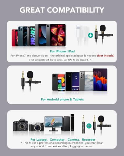 Image of CERLINK Clip-On Lavalier Microphone with Case | 3.5mm Collar Mic for Clear Voice Recording | Compatible with Smartphones, PC & Laptop | for YouTube, Vlogging & Interviews | 1.5M