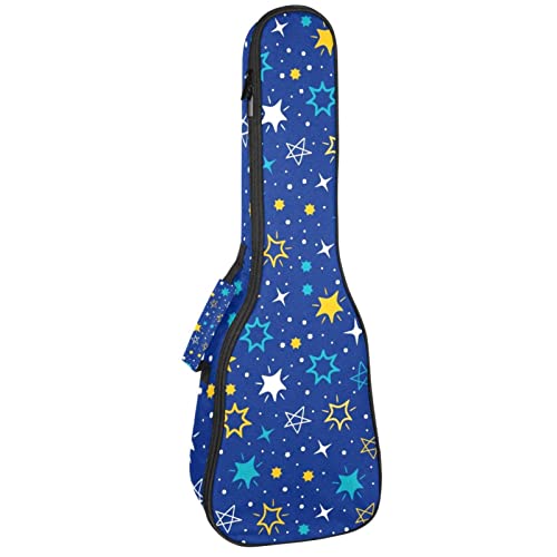 Sac à dos pour ukulélé jaune et blanc à étoiles bleues, idéal pour vos répétitions de musique