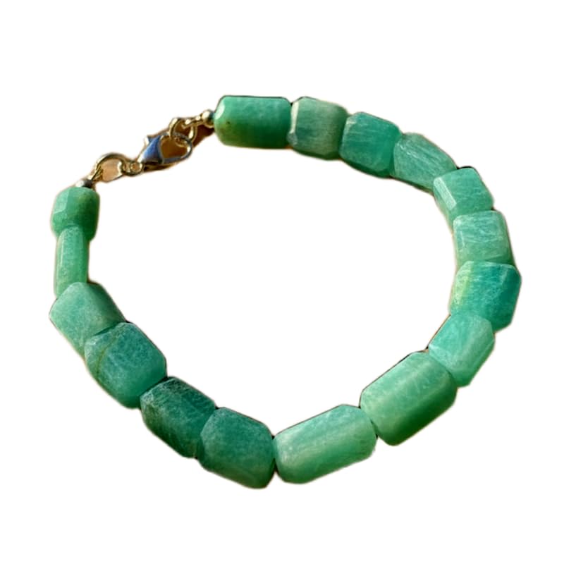 Bracelet en amazonite naturelle cadeau artisanal femme 19 cm