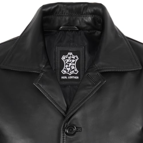 Image of fjackets Men's Leather Coat - Real Lambskin 3 /4 Length Long Jacket | Carcoat Style Outerwear