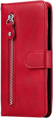 Étui portefeuille iPhone 13 Mini rouge protégeant l'écran avec fermeture aimantée