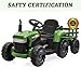 TOBBI Kids Electric Ride On Toy Tractor, 12v Battery-Powered 4 Wheels Ride On Car with Trailer, 35W Dual Motors/3-Gear-Shift/LED Lights/USB Audio Functions for Toddlers 3-6 Years-Dark Green