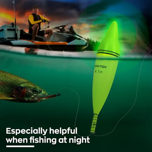 THKFISH 4PCS LED Lighted Fishing Bobbers Fishing Floats for Night, Spring Bobber Float Saltwater Freshwater Lighted Floats Glow for Crappie Walleye Catfish, 2.2", Green by THKFISH - Image 7