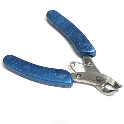 Image of Beadsnfashion Steel Jewellery Making Crimping Plier (4.5 Inch) - Professional Stainless Steel Jewellery Making Tool with Blue Grips Handle for Lock The Beading Wire and Detailed Craft Work