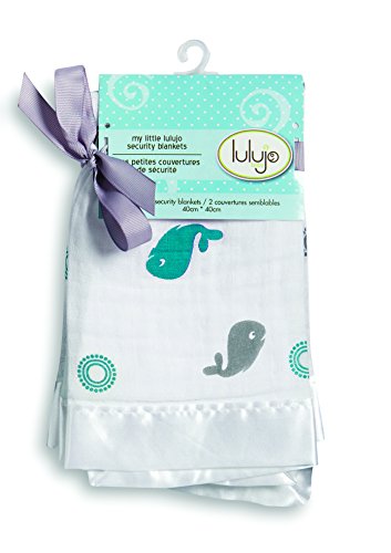 Lulujo Baby Muslin Cotton Security Blankets, Baby Whale, 2 Count, 16