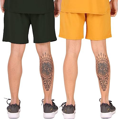 Image of London Hills Shorts Pant for Men Cotton Blend with Side Pockets | Shorts for Men | Half Pant for Man | Shorts' for Mens Stylish | Gym Short's for Man Workout | Boxer Shor'ts for Man's | Green, Navy