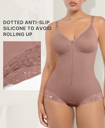 Image of SHAPELLX Faja Body Shaper for Women, Zipper Shapewear Bodysuit with Bra