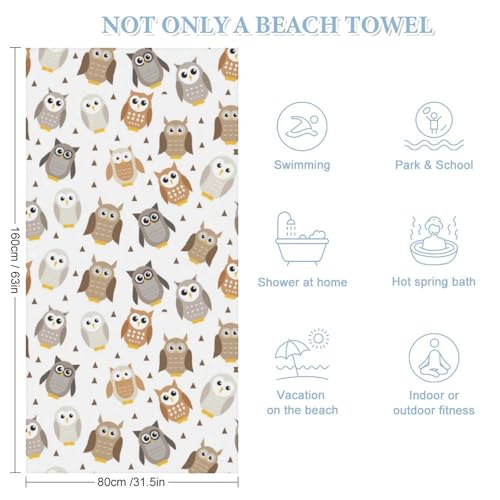 Serviette de plage hibou et feuilles de palmier 80x160 cm - 3