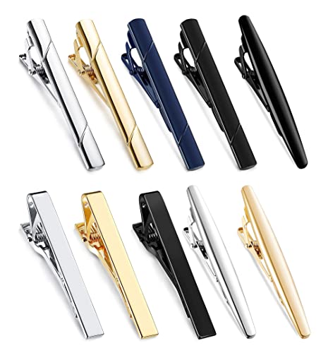 Joerica 10 Pcs Tie Clips Set For Men Tie Bar Pin Clips Set For Regular Ties Necktie Wedding Business Clips With Gift Box #TOP26