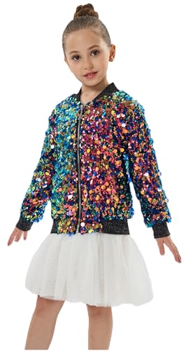 Image of 2Bunnies Girl Ombre Pastel Gradient Shimmer Sparkle Colorful Sequin Bomber Jacket