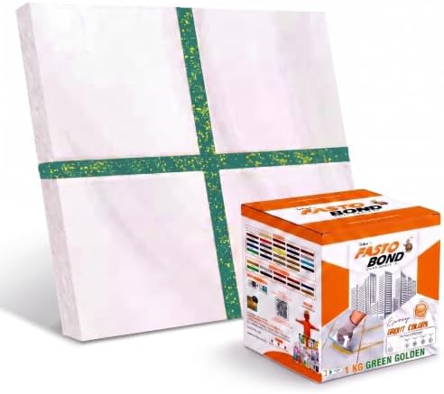 Resin Epoxy Grout - 1 Kg-3 Kg & 5 Kg - Goldan_ Glitter-Sparkle Colors Tile Grout_Fastobond | 3 Components Only | Premixed Glitter For Uniform Finish (1 Kg, Green Golden), 1 Bucket