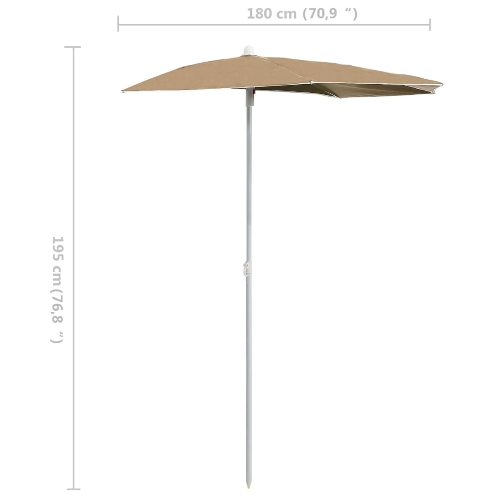 ATOMSTACK MAKER Półparasol ogrodowy 180 x 90 cm, kolor piaskowy, odporny na działanie promieni UV i odporny na kolory, w 100% z poliestru, stabilny stalowy maszt (28 mm), 5 stalowych żeber, na balkon