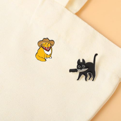 Image of Cute Pins Backpack Pins Alloy Enamel Brooch Cat Funny Cat Brooch Cowboy Badge Pin for Bookbags Clothes /Jackets & Hat Decoration