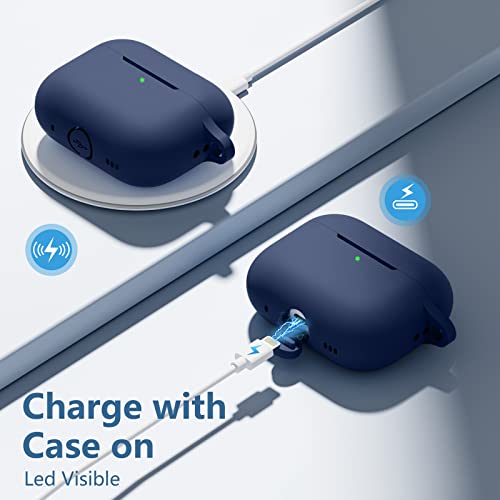 Lerobo Airpods Pro 2Nd/1St Generation Case Cover With Keychain & Lanyard,Soft Silicone Full Protective Airpod Pro Case For Apple Airpod Pro 2022/2019 Charging Case [Front Led Visible] Midnight Blue #TOP3
