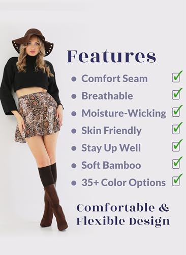 Image of Hugh Ugoli Women's Rayon Derived from Bamboo Knee High Socks Comfort Seam Long Dress Socks, Shoe Size 5-8 /8-11, 4 Pairs