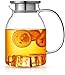 Théière en verre borosilicate résistant à la chaleur avec couvercle et poignée pour thé, eau froide, vin, café, lait et jus de fruits, carafe avec bec verseur (taille : 1500 ml)