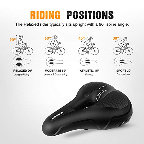 shenkey Selle de vélo, Confortable Hommes Femmes siège de vélo Coussin de Selle de vélo rembourré en Mousse viscoélastique, Creux et Ergonomique Remplacement de Selle de vélo pour VTT, vélos de Route