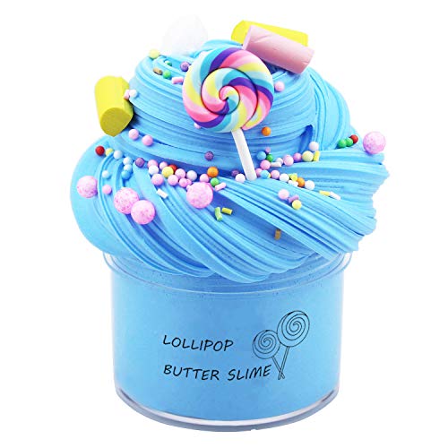 Partyfirst Blue Butter Birthday Cotton Candy Slime, Non-Sticky Floam Slime Stress Relief Toy Scented DIY Sludge Toy for Girl and Boy(7oz) 200ML