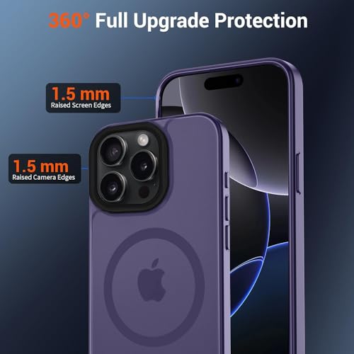 Image of iPhone 16 pro Max Magsafe Hard Back Case | Matte Design & 360 Protection | Military-Grade Apple iPhone 16 pro Max Cover | Strong Magnet Back - Purple
