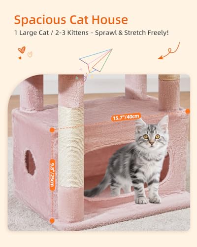 Image of Taoqimiao Cat Tree,38.2-Inch Cat Tower for Indoor Cats,Suitable for Kittens with Luxurious cat condo with Adjustable Baskets and Luxurious Perch MS029SPB Pink and Blue