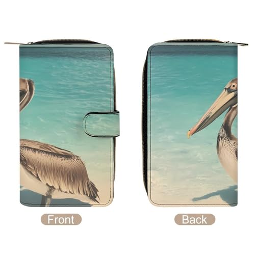 Pelican On The Beach Stylish Leather Wallet Womens Mens Slim Purse Secure Card Holder Durable Bifold Clutch Handbag3