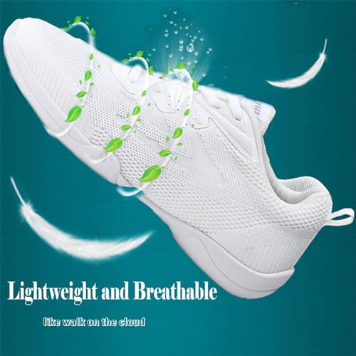Youth Girls Mesh Breathable Running Sneakers Athletic Training Tennis Shoes White Cheerleading Shoes Dance Shoes2